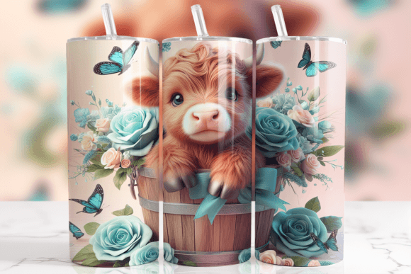 Download Highland Cow Turquoise Butterfly Tumbler - Butterfly tumbler Collection
