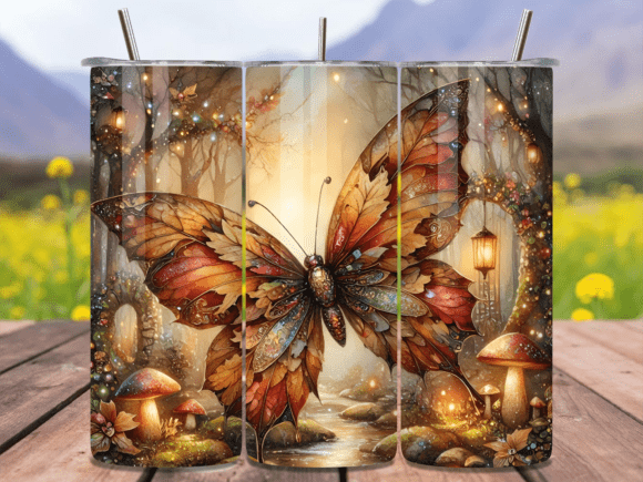 Download Vintage Autumn Butterfly Tumbler Wrap - Butterfly tumbler Collection