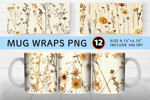 Download Wildflower Dried Vintage Flower Mug Wrap - Premium Resources
