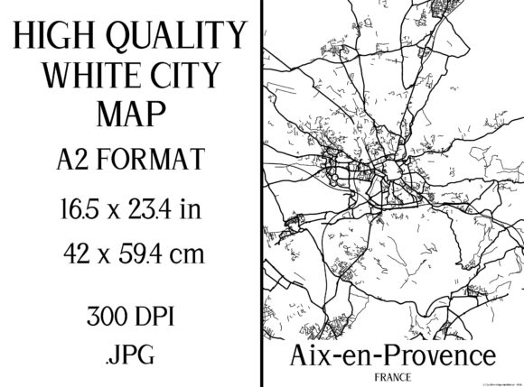 Download Aix En Provence France White City Map - White Collection