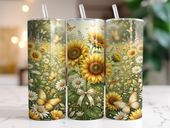 Download Wildflower Sunflower Butterfly Tumbler - Butterfly tumbler Collection