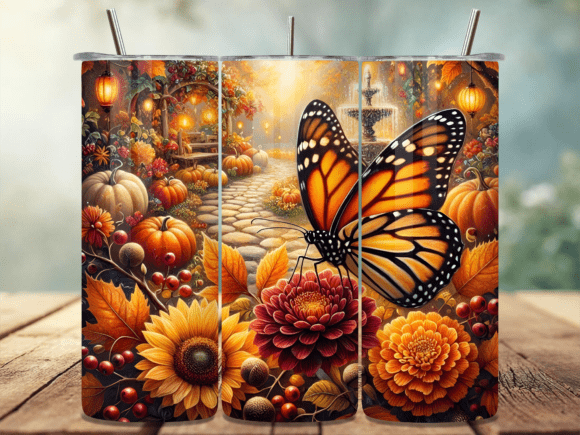 Download Sunflower Butterfly Tumbler Wrap PNG - Butterfly tumbler Collection