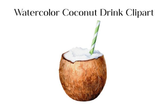 Download Watercolor Coconut Drink Clipart - Watercolor coconut Collection