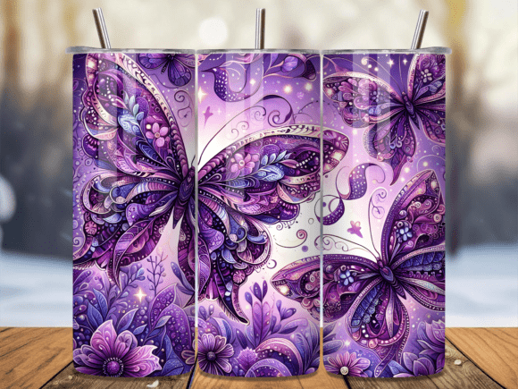 Download Intricate Purple Butterfly Tumbler Wrap - Butterfly tumbler Collection