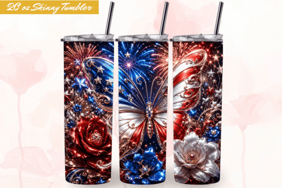 Download 3D 4th of July Butterfly Tumbler Wraps - Butterfly tumbler Collection